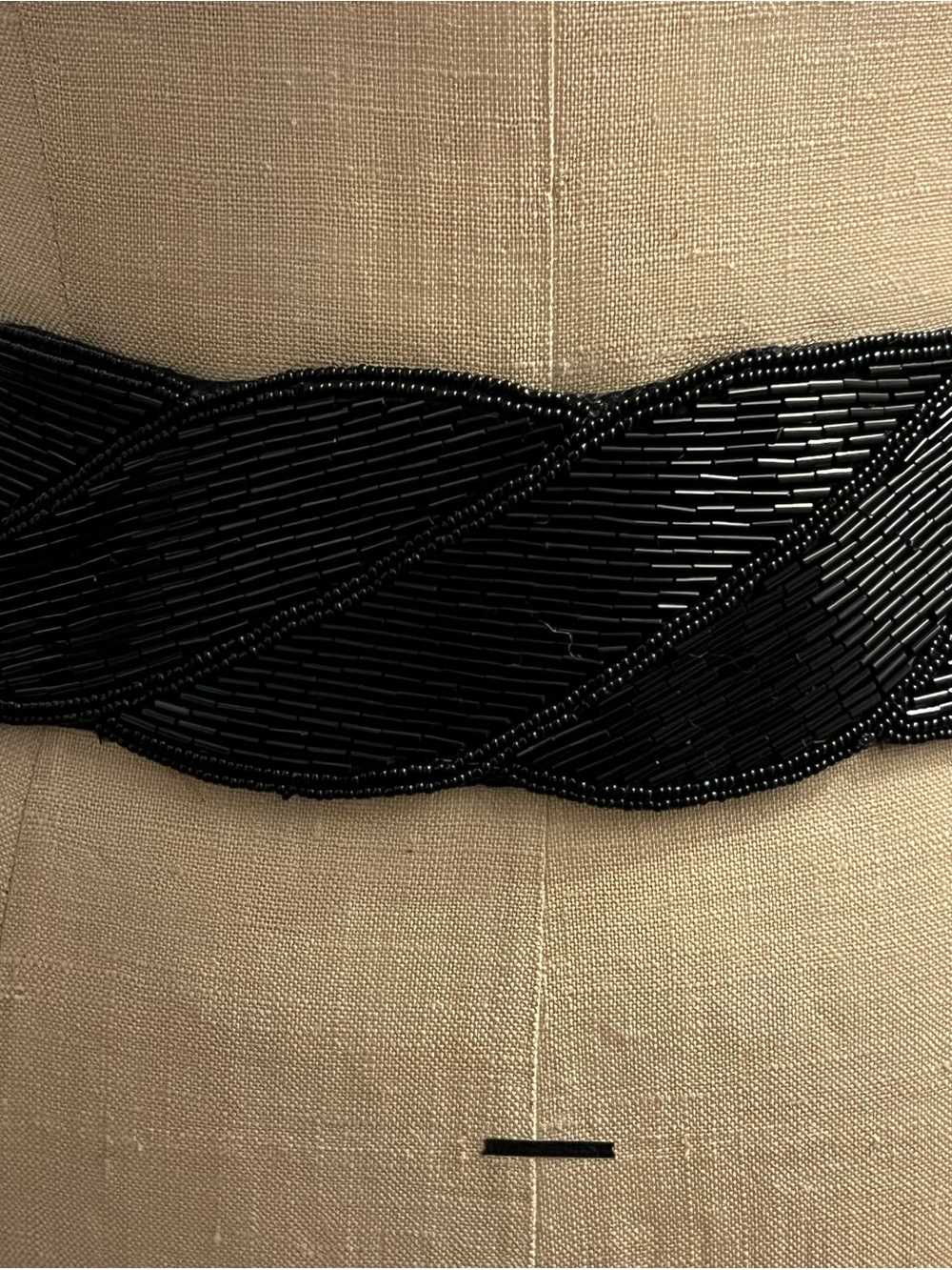 Morgan Taylor Black Beaded Braided Waist Belt